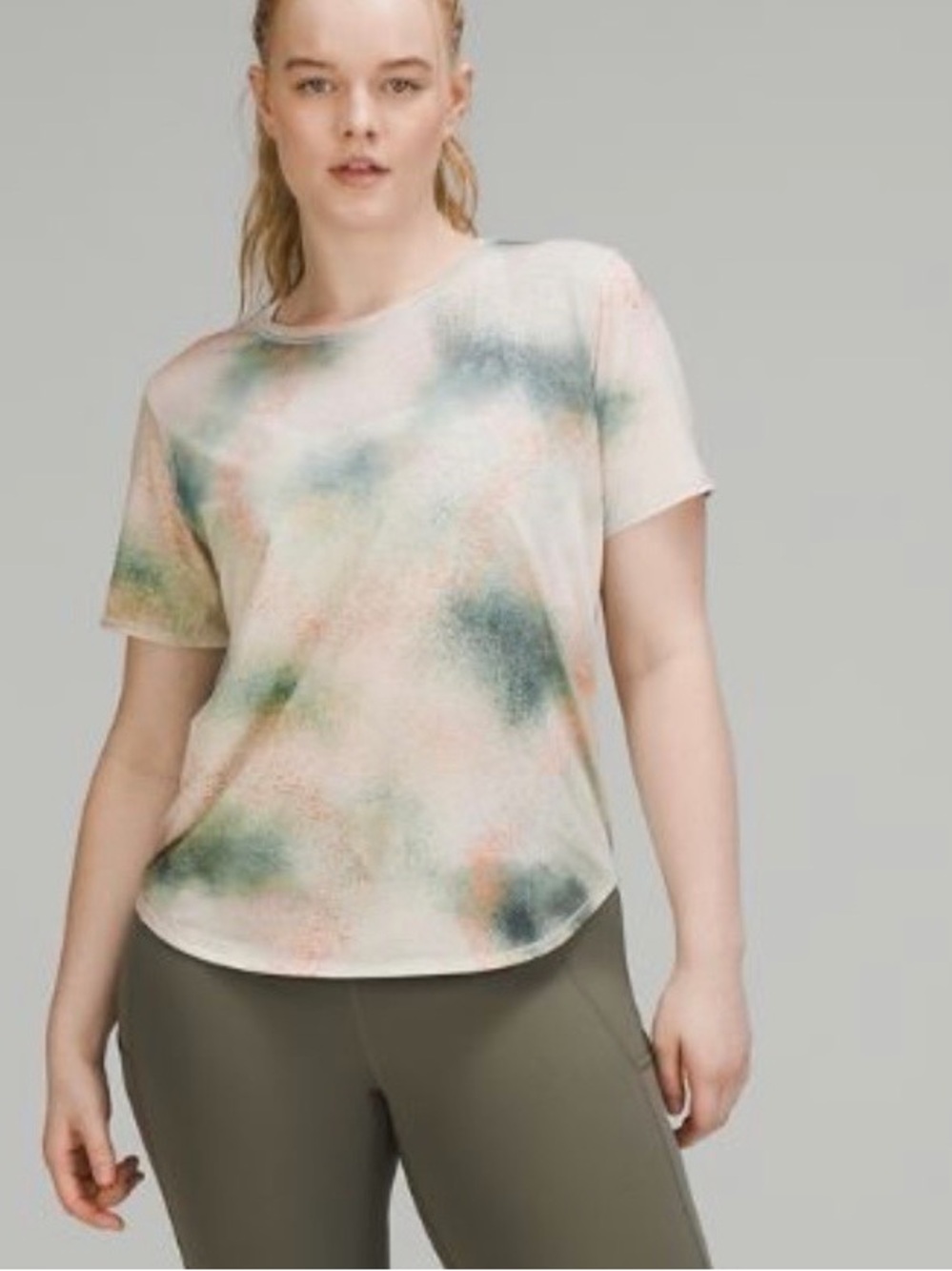 Lululemon High-Neck Running & Training T Shirt - Spray Camo Silver Blue Multi